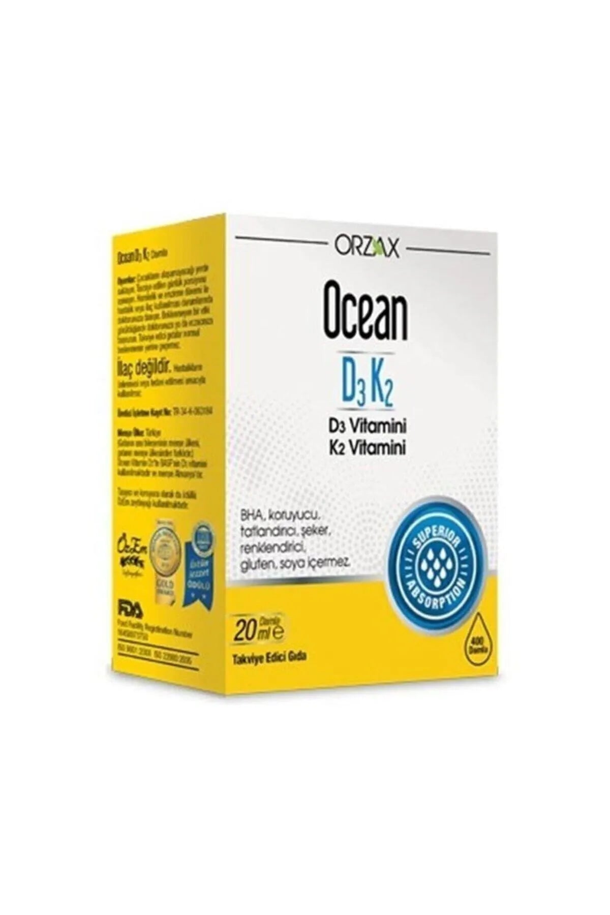 Ocean D3K2 20 ml Damla / 400 doz